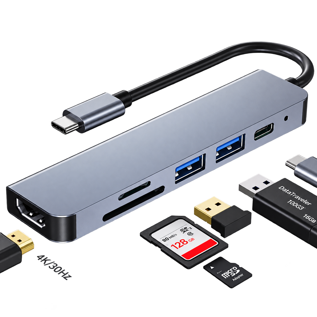Adaptador Hub HDMI a USB 3.0 tipo c